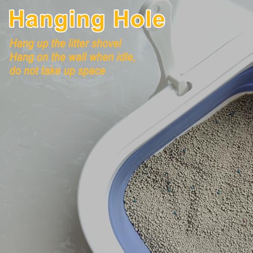 Low Entry Kitten Litter Box Collapsible Shallow Litter Box | Senior Cats Anti-Splashing Kitty Training Open Potty Pan Scoop Leak-proof pedal Cat Toilet No Smell Easy Clean - color: Blue, size: Medium