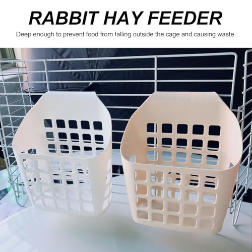 ULTECHNOVO Bunny Hay Feeder Hanging Manger for Rabbits Guinea Pigs and Chinchillas Anti-Waste Cage Mounted Grass Holder Deep Feeding Rack 9.44 X 8.26 X 3.74 in - color: White
