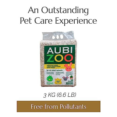 AubiZoo High Grade Small Animal Hemp Bedding, Ultra Absorbent Blend of Hemp Pieces Designed for The Comfort of Pets, Rat Cages, Guinea Pigs, Bunny Rabbit, Reptile Terrarium, Bird, Easy Size 3kg 6.6lb - size: 6.6 Lbs