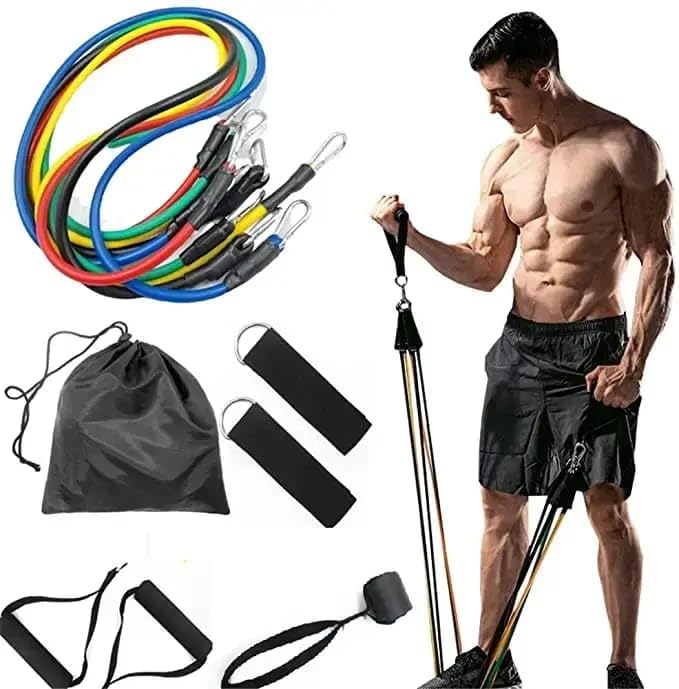 5Pcs Resistance Bands, Ankle Straps, Door Anchor, Handles, Travel Bag – Comfortable Elbow Support with Non-Slip Handles (Rainbow Resistance Bands)