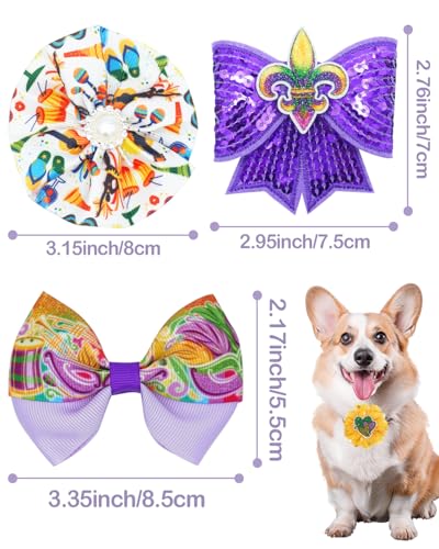 PET SHOW 4pcs Small Dogs Collar Flowers and Bows Charms For Festival Holiday Party Cats Rabbits Slides on Collars Leashes Puppies Medium Dog Collar Attachment - color: Mardi Gras-12pcs