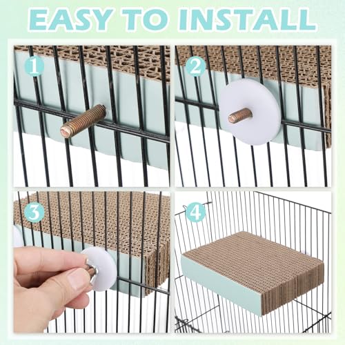 Nuanchu 6 Pcs Paper Bird Chew Toys Parrot Perch Cardboard Platform for Cage Bird Paw Grinding Stand Parrot Cage Playground for Budgie Conure Macaws Cockatiel Parakeet Lovebird Sparrows