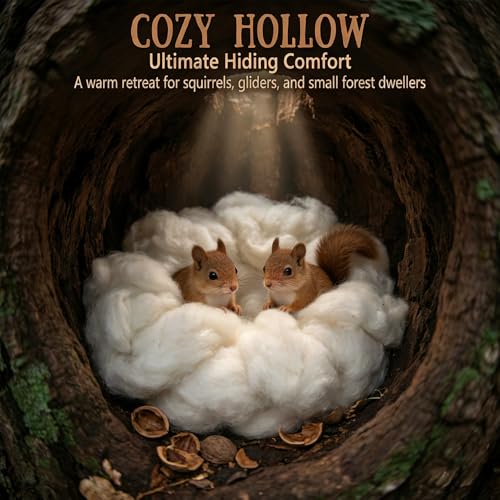 RAINFLOW 5OZ Natural Nesting Material - Cotton Hamster Bedding | Animal Nest Bedding for Small Pets, Wild Birds, Rabbits, Sugar Gliders, Squirrels, Hamsters Cozy Nesting Fiber Supplies