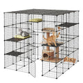 VEVOR Cat Cage 4-Tier 55"x55"x55" Large DIY Cat Playpen Indoor Enclosure, Detachable Metal Wire Kennel Crate with 3 Doors & Locks, Exercise Place Ideal for 2-3 Cats, Kittens and Small Animals, Black - size: 55.0"L x 55.0"W x 55.0"H