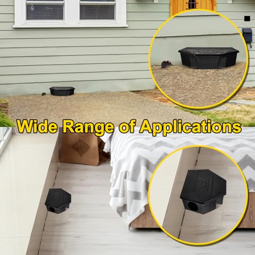 Qualirey 2 Pcs Large Rat Bait Station Bulk with Keys 13.58 x 8.98 x 3.35 Inch Rodent Station Rat Boxes, Made of Sturdy Materials, Bait Not Included (Black) | 13.58"x8.98"x3.35" Mouse Station for Outdoor Indoor, Sturdy Lockable Design, Bait Not Included -