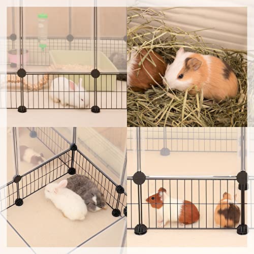 DINMO 28 Panels Bunny Playpen, Iron Net Bottom, 61.4" L x 25.4" W x 22.3" H | For Small Animals: Kittens, Guinea Pigs, Hamsters, Ferrets, Hedgehogs, Chicks & Ducklings, DIY, Expandable Portable Enclosure - style: Plastic+Metal-28 panels-L