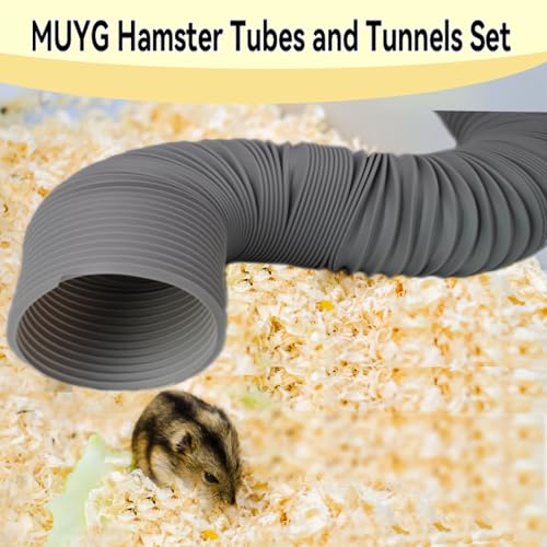 Hamster Fun Tunnels,Guinea Pigs Tunnel with,2Pcs Small Animal Folding Tube Guinea Pigs Training Hideout Tunnel 15 Pcs Pet Chew Toys for Chinchillas Rats Gerbils （Grey ） - color: 【Grey】
