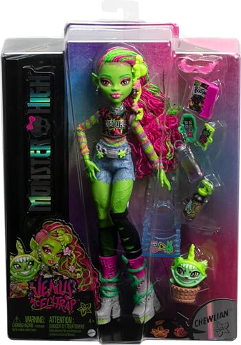 Monster High Venus McFlytrap Doll with Plant Monster Pet Cat Chewlian and Accessories Like Backpack, Notebook, Snacks and More - style: Venus Mcflytrap