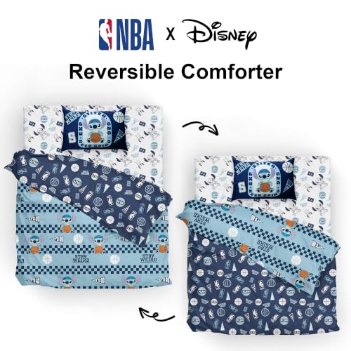 Northwest Disney Lilo & Stitch Twin Comforter Set, Reversible Design Ultra Soft Fade Resistant Microfiber Kids Bedding Set, Officially Licensed - color: Stitch