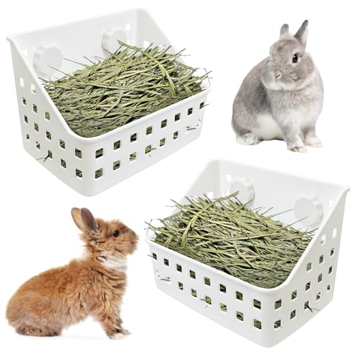 kathson 2PCS Rabbit Hay Feeder for Cages Bunny Hay Manger Holder Guinea Pig Hay Container for Small Animal Chinchilla Ferret Cage Accessories (7.5 X 4.7 X 5.5 inch) - size: 7.5 X 4.7 X 5.5 inches, 2 Pieces