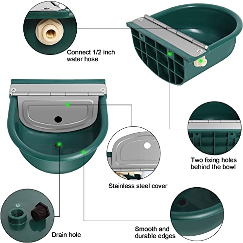 Automatic Water Dispenser for Dogs, Plastic Automatic Dog Water Dispenser | Lightweight Green Plastic Build, Quick Hose Connector, Dual Float Valves, Easy Setup for Continuous Fresh Water Access