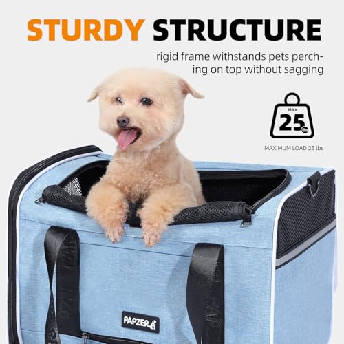 Cat Carrier for Travel, Soft-Sided, Top Loading, Privacy Curtain, to 20 lbs | Medium Pet Carry Bag Anxious Cat, Vet Visits Car Transport, Luggage Sleeve Suitcase Attachable Small Puppy Crate Kennel Blue - color: Blue