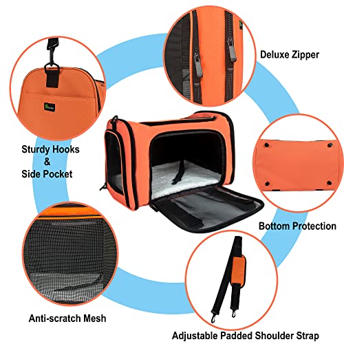 Soft Sided Carrier for Small Medium Cats Dogs,TSA Airline Approved Collapsible Travel Pet Carrier (Medium, Orange) - color: Orange, size: Medium