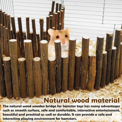 PINVNBY Hamster Suspension Bridge (19.7in and 9.8in) Bendy Natural Wood Bridge Long Climbing Ladder Hamster Cage Accessories for Guinea Pig Dwarf Sugar Glider Rat Mouse - size: L:19.7x4inches,9.8x4inches