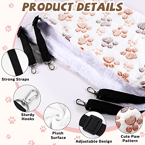 4 Pcs Cat Hammock for Cage Soft Hanging Pet Hammock Bed with Adjustable Straps and Metal Hooks Double Sided Bed for Large & Small Cats Ferret Rat Sugar Glider(Paw,16 x 20 Inch) - size: 16 x 20 Inch