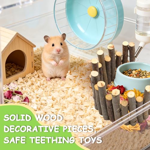 2 Pack Wooden Hamster Bridge, 10.6 Inch Flexible Rat Ladder Platform | Wood Hamster Fence, Climbing Ramp Rat Cage Accessories for Gerbils Guinea Pigs & Small Pets, Brown - color: Brown