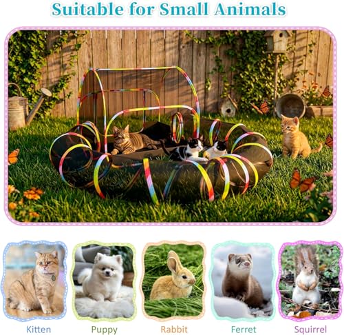Outdoor Cat Enclosure 2-in-1, Extra Large Pop Up Cat Rolling Tent with 134" Tunnel for Indoor Cats, Expandable Foldable Cat Playpen for Backyard Camping, Fits Small Animals,1-Min Setup - size: 2-in-1 cat enclosures set