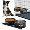 Kennel Water Bowl Hanging, 2 Pack Dog Crate Bowls, No Spill Dog Crate Water Bowl, Food Bowls for Kennel Cage Crates Mountable, 6.3*6.3*2.75 inches for Medium and Small Dog Cat Bunny Guinea Pig Ferret