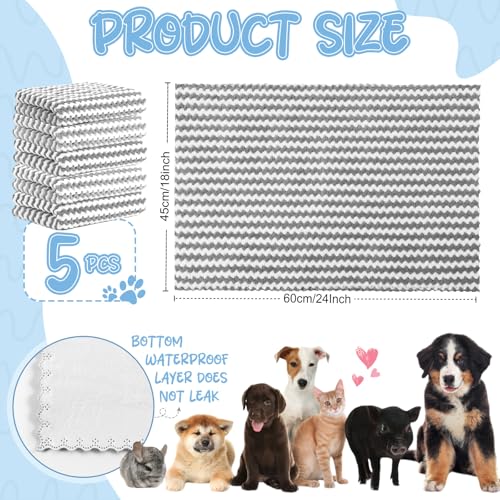 Hahafelt 5 Pcs Waterproof Guinea Pig Fleece Bedding Blankets Absorbent Guinea Pig Cage Liner Washable Small Animal Pee Pad Reusable Pet Blanket Wash Cloth Bedding Mat Pad(Gray,18 x 24 Inch) - color: Gray, size: 18 x 24 Inch