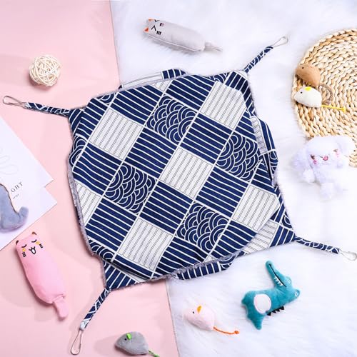 3 Tier Guinea Pig Cage Accessories,Ferret Rat Hammock, 13.7x13.7 Inches,Pet Cage Hanging Bunkbed Hammock for Small Animals, Guinea Pig, Ferret, Squirrel, Chinchilla, Rat,Parrot - color: blue check