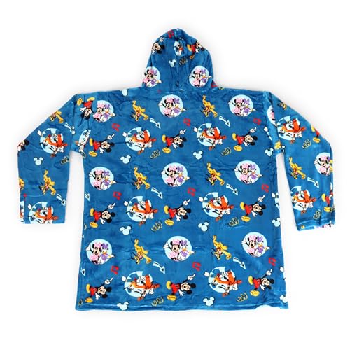 Jay Franco Wearable Throw Blanket – Oversized Plush Hooded Blanket with Pocket, Ultra Soft Cozy Fleece Throw for Lounging, Travel, Blue - Mickey Mouse, 34x38 - Adult - color: Blue - Mickey Mouse, size: Adult