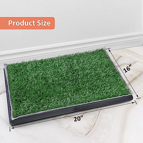 Grass Pad with Tray 20"x16", Dog Litter Box for Puppy Training | Easy to Clean, Full System with Trays, Artificial Grass Patch Bathroom Mat & Washable Pee Pad, Indoor/Outdoor Use - size: 20"x16"（4 Layer Potty System)