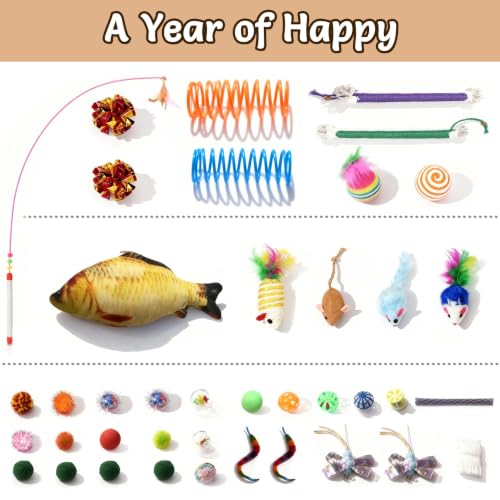 Cat Tunnel Bed with 40 Pcs Interactive Cat Toys, Cat Tube with Kitten Toys for Indoor Kittens, Collapsible Play Tunnel, White - color: White