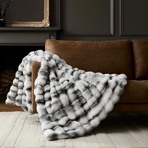 WDCOZY Marble Pattern Bubble Throw Blanket, Luxury Faux Rabbit Fur Mink Plush Throw for Couch, Sofa and Bed, Soft Fluffy Fuzzy Cozy Blanket for Women, Thick and Warm, 50x60 inches, 950 GSM - color: Marble, size: Throw (50" x 60")