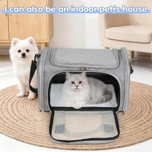 Cat,Dog Carrier for Small Medium Pet Carrier,Soft Sided Dog Bag Up to 12Lbs Puppy Carrier,Breathable Portable Foldable Airline Approved Pet Carriers for Travel (Grey)