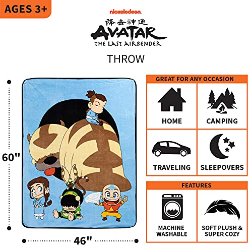 Franco Kids Bedding Soft Plush Micro Raschel Throw, 46 in x 60 in, Avatar The Last Airbender - color: Avatar the Last Airbender, size: 46 in x 60 in