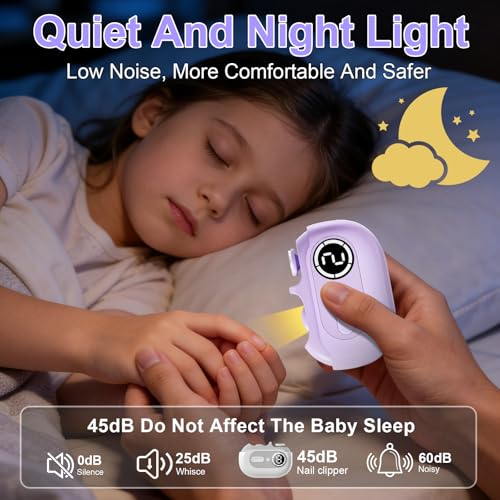 4 in 1 Electric Nail Clipper for Seniors, Automatic Nail Trimmer with Night Light & 9 Speeds Nail Polisher Fingernail Clippers for Women & Men Nail Grinder Files for Elderly - size: Violet