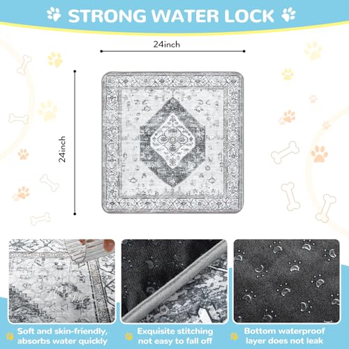 Lahome Super Absorbent & Leakproof Washable Dog Pee Pads - 2 Pack Value Set - Waterproof, Non-Slip Reusable Pads for Puppy Training, Crates & Whelping (24"x24", Gray) - color: Gray, size: 2FT x 2FT (Pack of 2)