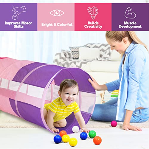6ft Crawl Through Play Tunnel Toy, Pop up Tunnel for Kids Toddlers Dogs Babies Infants & Children Gift Indoor & Outdoor Action Toy Tunnel - size: 6 Foot Pink