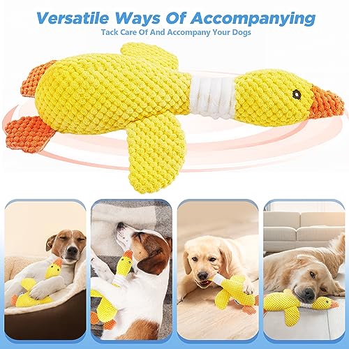 Vitscan Durable Dog Toys for Small Medium Large Dogs Aggressive Chewers | Dog Chew Toy Tough Squeaky Interactive Dogs Toys for Puppies,Sturdy Plush Puppy Toys Goose Pet Toy Puppy Chew Toys Teething - color: Yellow goose - pineapple plush