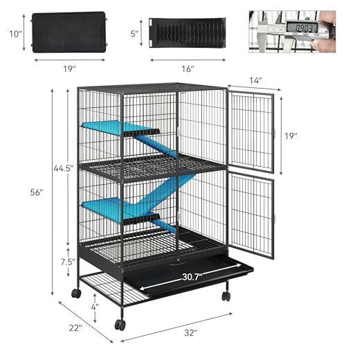 YITAHOME Small Animal Pet Cage: 4-Tiers Metal Guinea Pig Cage for Rats Ferret Chinchilla Large Hamster Indoor Cage
