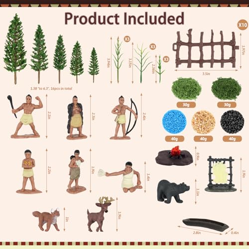 Draupnir 52 Pcs Native American Figurines Set Indian Figures for DIY Crafts - style: Native American