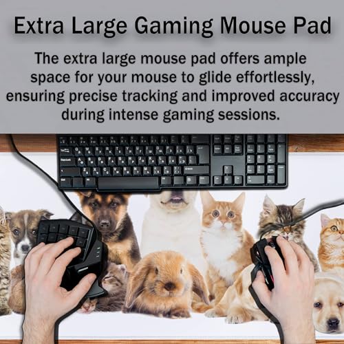 Computer Desk Pad Dog Desktop?Mat, Gaming Mousepads Keyboard Pad, Cool Mouse Pads Waterproof Non-Slip Rubber Base, 35.4" X 15.7" for Work/Game/Office/Home Cute Animal Pet Collection Photos - color: Animal Collection Photos