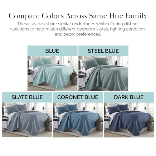 Southshore Fine Living, Inc. Twin Quilt Bedding Set, Soft Microfiber Coverlet Bedspread, Stain and Pet Hair Resistant Bedding, XL Twin Blue Quilt Bedspread Set with 1 Pillow Sham, Sky Blue - color: 03 - Blue, size: Twin / Twin XL