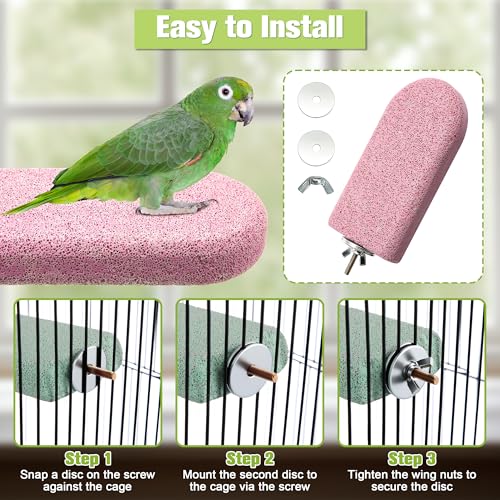 4 Pack Bird Beak Grinding Stone, Pumice Lava Ledge for Birds, Chinchillas, Hamsters, Parrots, Bird Perch Stand Climbing Ledge, Teeth & Beak Grinding Block(Long) - size: Long