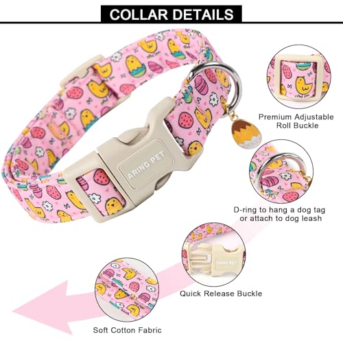 ARING PET Easter Dog Collar-Cute Adjustable Pink Chick Pet Collars Puppy Collar Gifts with Quick Release Buckle for Girl Boy Dogs-XS - color: Easter-Pink Chick, size: X-Small