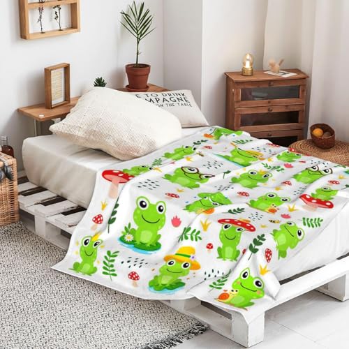 Frog Blanket Gifts for Girls Women Cute Frogs Stuff Accessories Soft Flannel Frogs Throw Blanket Bedding Plush Animal Frog Gifts for Women Girls Boys Kids Teens Adults Room Decor 50"X40" - color: Frog, size: 50"x40"