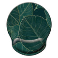 Mouse Pad with Wrist Support, Ergonomic Mouse Pad with Memory Foam Wrist Rest Cushion, Non-Slip Rubber Base Gaming Mice Pad for Home Office Computer Laptop, Green Leaves - color: Green leaves