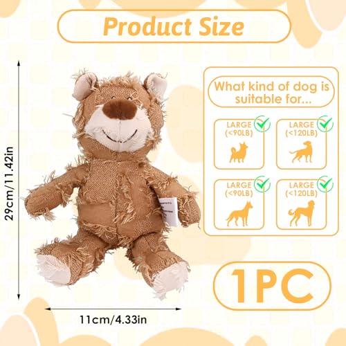 MAXBECK Dog Companion for Heavy Chewers- Indestructible Robust Bear Dog Toy, Resistant Squeaky Dog Toys for Heavy Chewers, Unbreakable Stuffed Plush Dog Toys for Aggressive Chewers (B-Oak) - color: B-Oak
