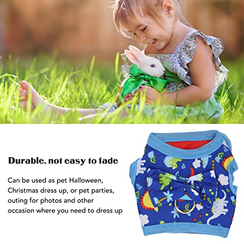 Bunny Harness Leash Set, Escape Proof Adjustable Walking Vest for Outdoor Walks Small Pets Polyester Nylon Cartoon Dinosaur 1 Set