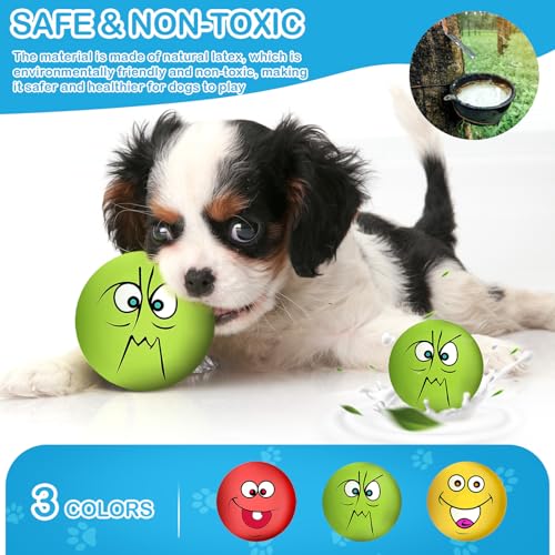 3.14" Squeaky Dog Toys Funny Smile Face Chewing Latex Rubber Soft Fetch Play Interactive Squeaky Dog Balls for Puppy Small Medium Pet Dog (3PCS) - color: Large Size Squeaky Dog Toys 3PCS
