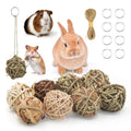 17 Pcs Bunny Chew Grass Balls, Hangable Natural Handmade Enrichment Toys for Teeth Grinding, Enrichment Treats for Rodents Rabbits Guinea Pigs Chinchillas Hamsters Mice, Rolling Chew Toys (2.4")