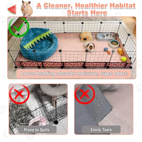 Waterproof Guinea Pig Cage Liners, Washable & Reusable Small Animal Cage Mat, for Rabbit, Hamster, Chinchilla, Hedgehog (Watermelon),C&C 36x72 inches - size: C&C 3x6(36x72 inches)