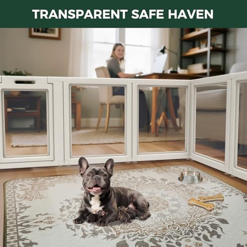 FXW AuraSpace Clear Acrylic Indoor Dog Playpen, 30" H, 8 Panels, White | Open View, Modern Home Fit, No Climbing Bars, Tool-Free Setup, For Small & Medium Dogs - color: White, size: 30"H