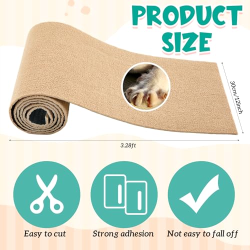 12" x 3.28' Rabbit Scratch Mat, Self Adhesive Bunny Pad, Khaki | Cuttable Claw and Teeth Care Rabbit Mat Bunny Rug Chew Toys for Cage Small Animal Scratching Rug for Biting Sleeping Nesting - color: Khaki, size: 12 Inch X 3.28 ft