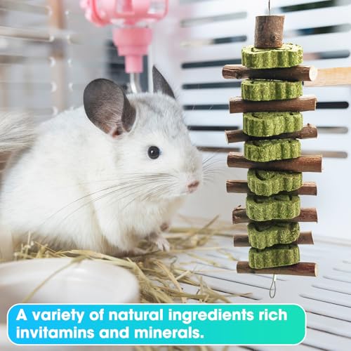 WDEFUN Natural Apple Wood Clover Cake Teeth Grinding Toy String - Rabbit Snack Chewing Toy, Safe and Durable Pet Teeth Grinding Rod, Caring for Dental Health - size: 2 Pcs Large Grinding Toy String